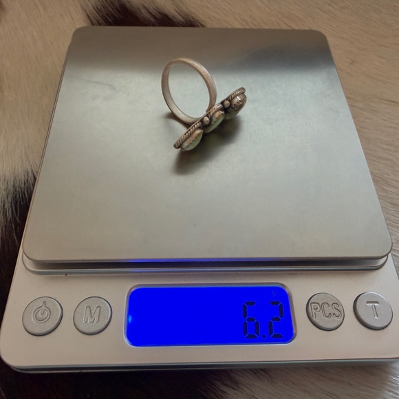 ❤️ Palomino Variscite Navajo 3 Stone Heart Brushed Sterling 925 Adjustable Ring - Picture 7 of 13